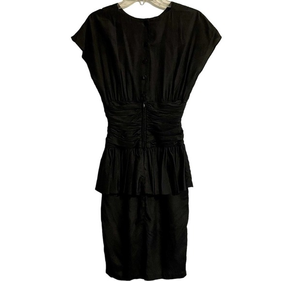 All That Jazz Peplum Pencil Dress Size 5/6 Juniors Black Vintage 80s 90s… - Picture 4 of 9